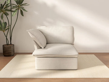 Sofá individual Deluxe Cloud Beige de 1 plaza | 1 pieza, tela de lino y algodón, fundas lavables