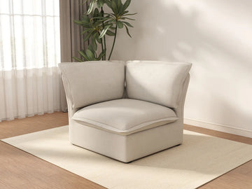 Sofá individual de 1 plaza Deluxe Cloud Beige | 1 pieza, tela de lino y algodón, fundas lavables