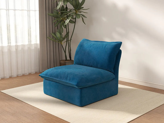 Sofá individual Deluxe Cloud Blue de 1 plaza | 1 pieza, tela de terciopelo, fundas lavables