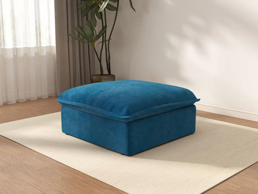 Deluxe Cloud Blue 1-Seater Storage Ottoman | 1-Piece (includes 1 ottoman), Velvet Fabric, Washable Covers