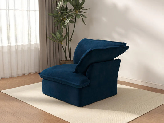 Sofá Modular de Lujo Nube Azul Oscuro de 1 Plaza | 1 Pieza, Tela de Terciopelo, Fundas Lavables