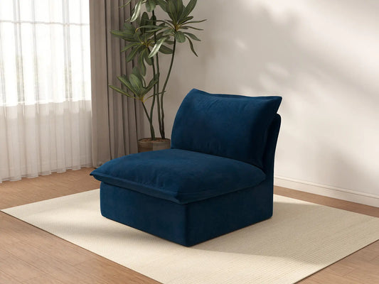 Sofá Modular de Lujo Nube Azul Oscuro de 1 Plaza | 1 Pieza, Tela de Terciopelo, Fundas Lavables