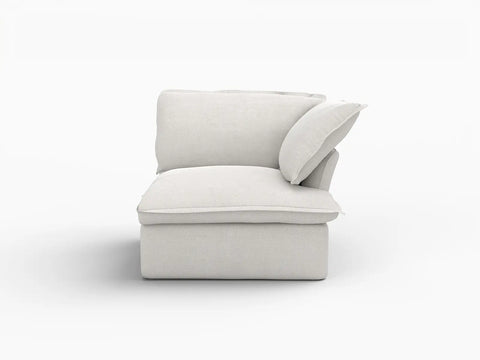 Fundas de lino de lujo para sofás seccionales Cloud | Funda de sofá Cloud de algodón y lino, color blanco, asiento izquierdo