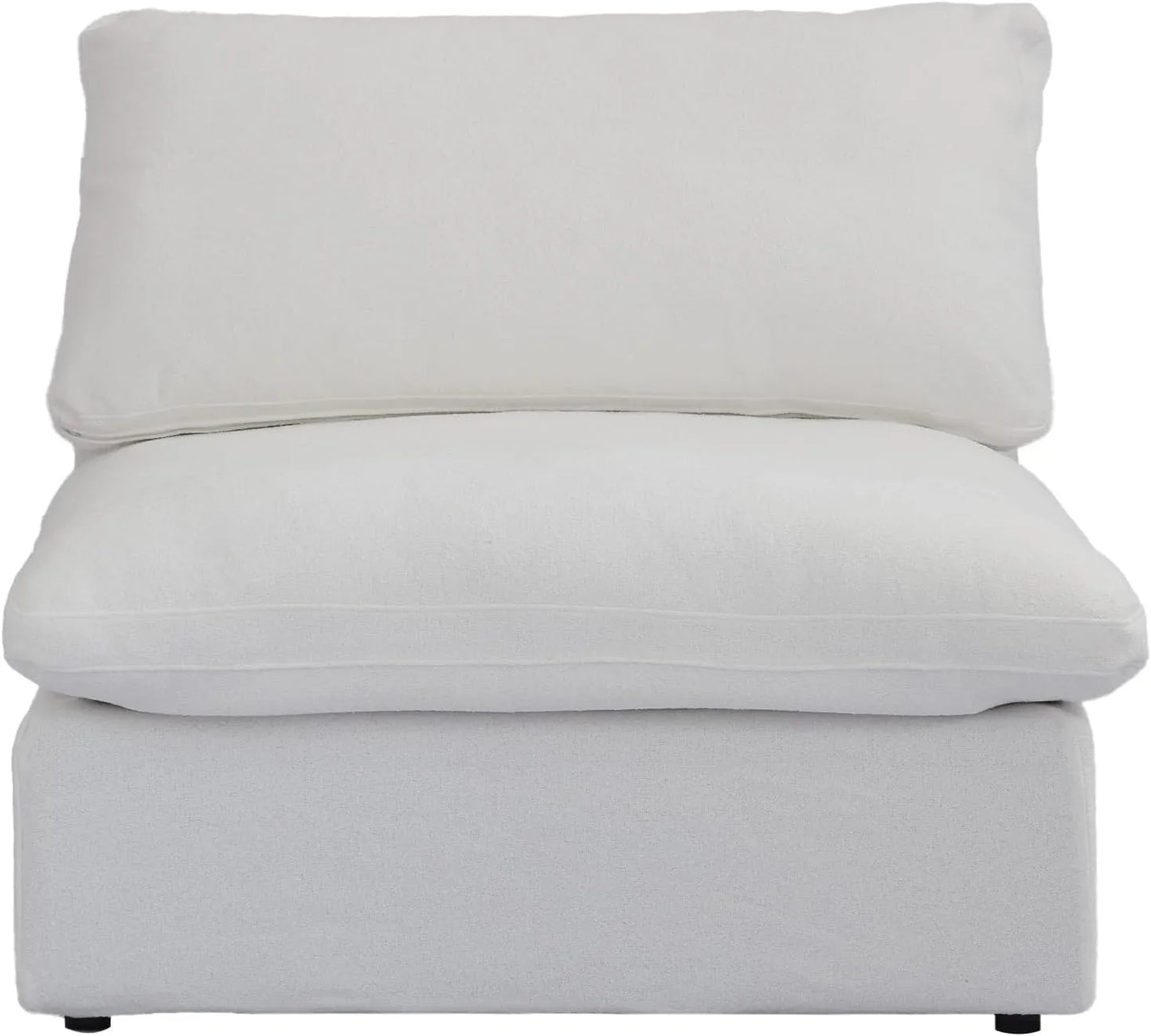 Deluxe Premium Cloud Sectional Sofas | White Cotton and Linen Armless Single Sofa 1-seater