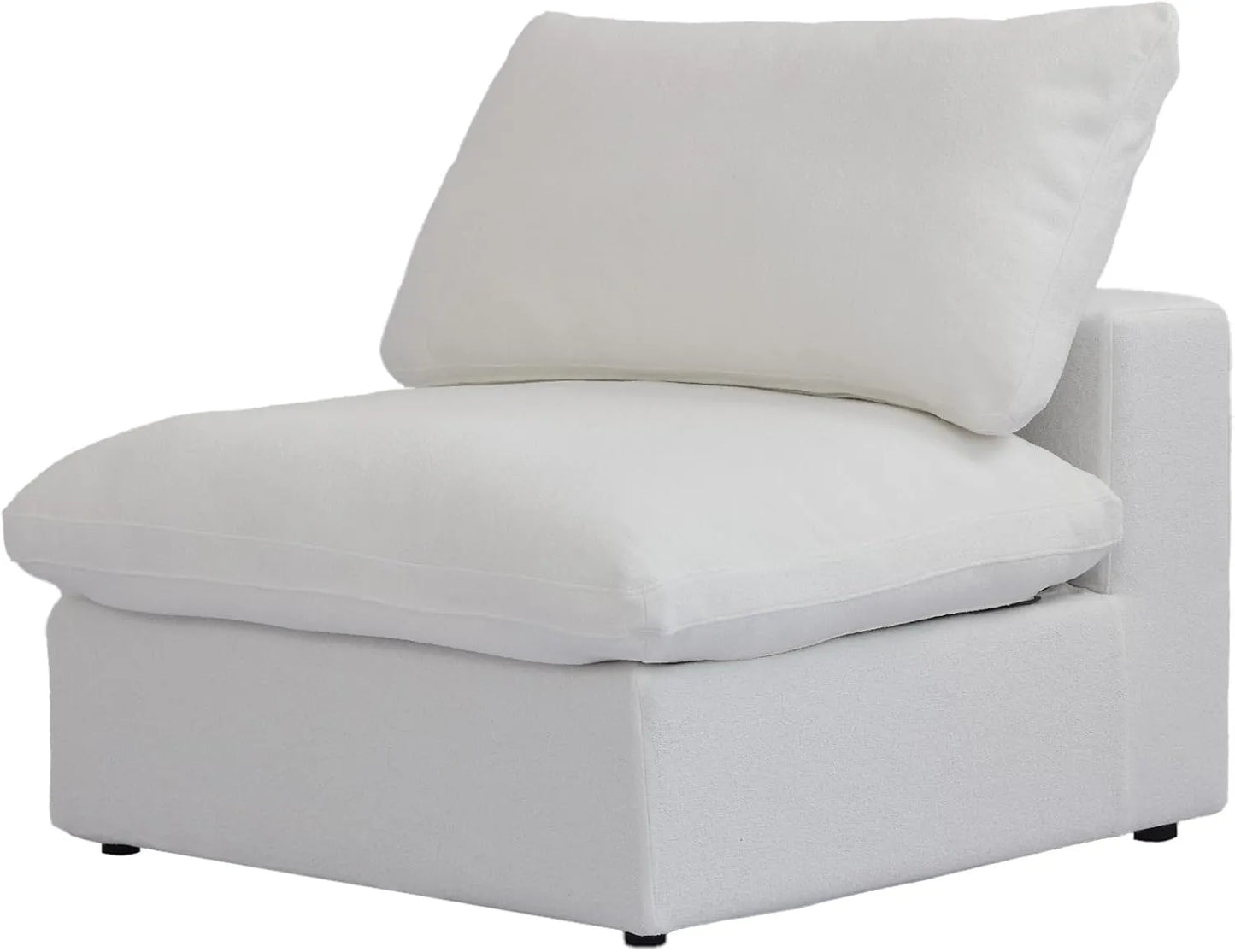 Deluxe Premium Cloud Sectional Sofas | White Cotton and Linen Armless Single Sofa 1-seater