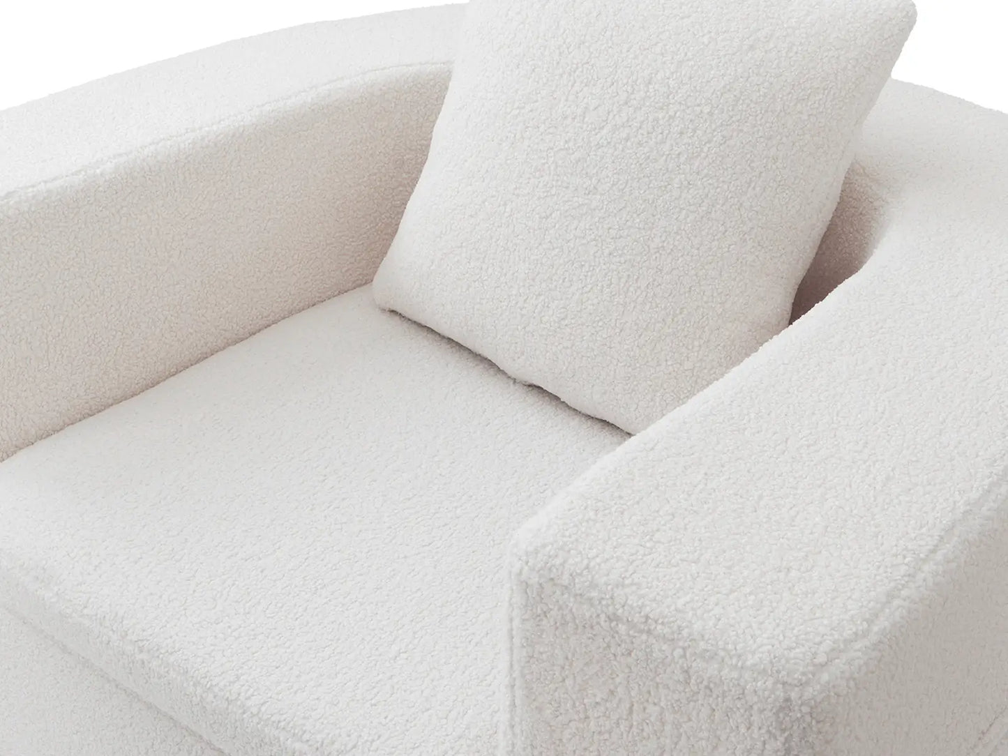 Essential 1-Seater White Small Space Single Sofa | Teddy Velvet Fabric, Includes Ottoman, Convertible Sleeper Design