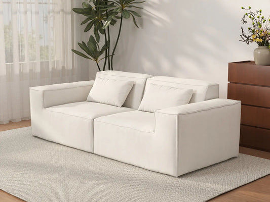 Forma Beige 2-Seater Loveseats | 2-Piece, Cloud Velvet Fabric, Fixed Upholstery