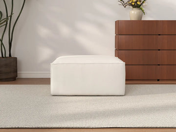 Beige Ottoman | 1-Piece, Cloud Velvet Fabric, Fixed Upholstery