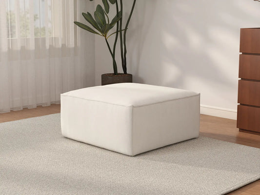 Forma Beige Ottomans | 1-Piece (includes 1 ottoman), Cloud Velvet Fabric, Fixed Upholstery