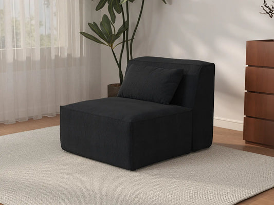 Forma Black 1-Seater Single Sofa | 1-Piece, Cloud Velvet Fabric, Fixed Upholstery