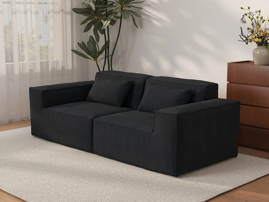 Forma Black 2-Seater Loveseats | 2-Piece, Cloud Velvet Fabric, Fixed Upholstery