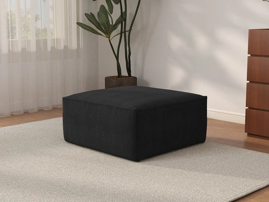 Forma Black Ottomans | 1-Piece (includes 1 ottoman), Cloud Velvet Fabric, Fixed Upholstery