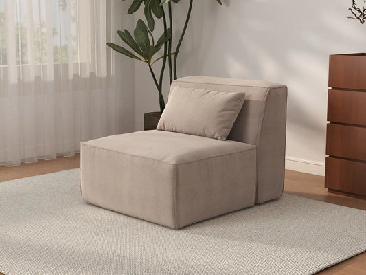 Forma Brown 1-Seater Single Sofa | 1-Piece, Cloud Velvet Fabric, Fixed Upholstery