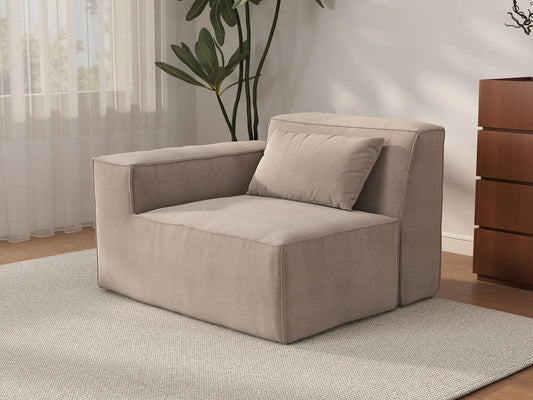 Forma Brown 1-Seater Single Sofa | 1-Piece, Cloud Velvet Fabric, Fixed Upholstery