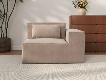 Forma Brown 1-Seater Single Sofa | 1-Piece, Cloud Velvet Fabric, Fixed Upholstery
