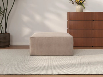 Brown Ottoman | 1-Piece, Cloud Velvet Fabric, Fixed Upholstery