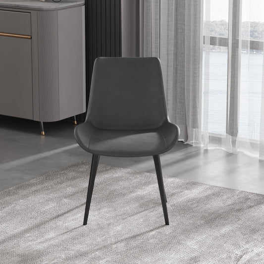 Vegan Full Back Dining Chair | Gray PU Leather Set of 2