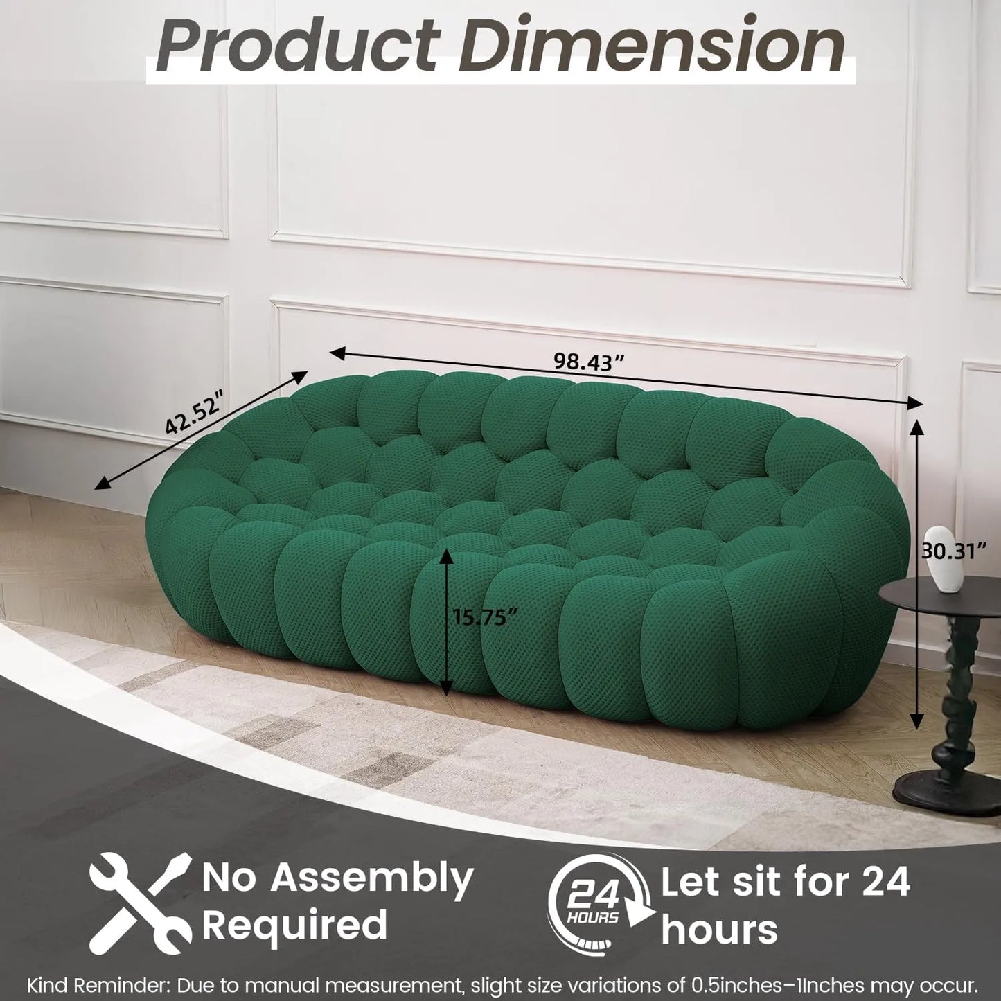 Essential Floor Sofas | Green 3D Knitted Fabric Single Seat 1-seater
