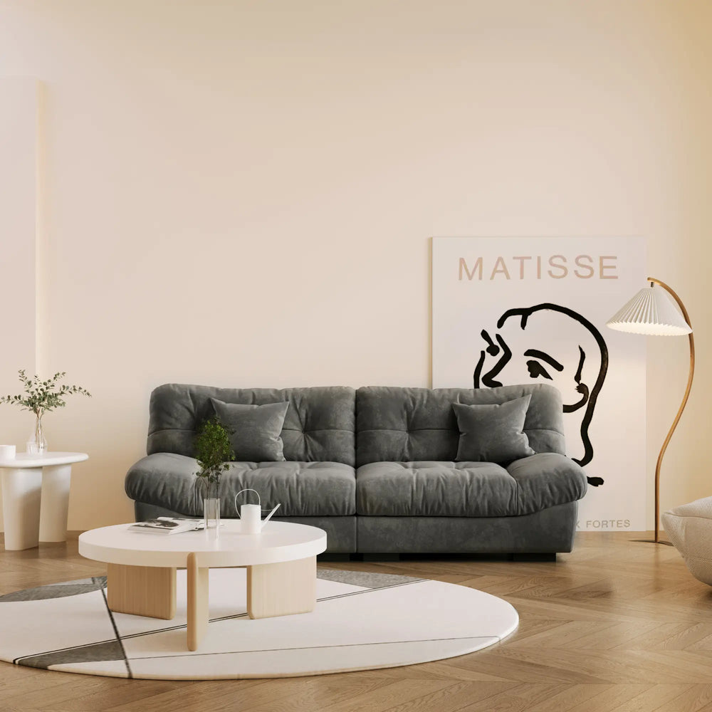 Sofás Loveseat Essential Lazy | Loveseats de dos piezas de terciopelo gris esmerilado, 2 plazas, 225 cm