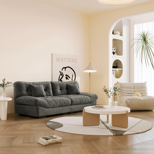 Sofás Loveseat Essential Lazy | Loveseats de dos piezas de terciopelo gris esmerilado, 2 plazas, 225 cm