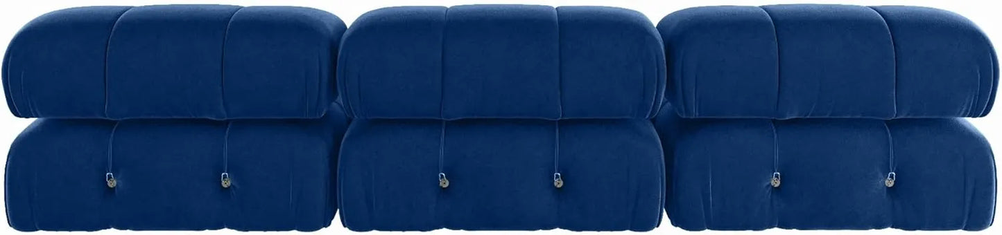 Matrix Minimalist Modular Sofas | Blue Velvet Couch Sectionals 3-seaters