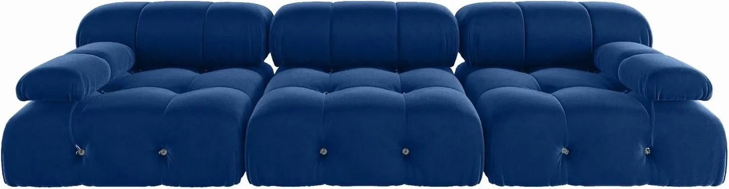 Matrix Minimalist Modular Sofas | Blue Velvet Couch Sectionals 3-seaters