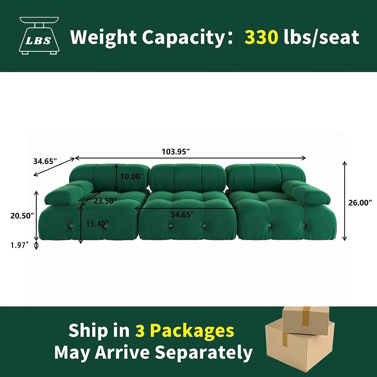 Matrix Minimalist Modular Sofas | Green Velvet Couch Sectionals 3-seaters