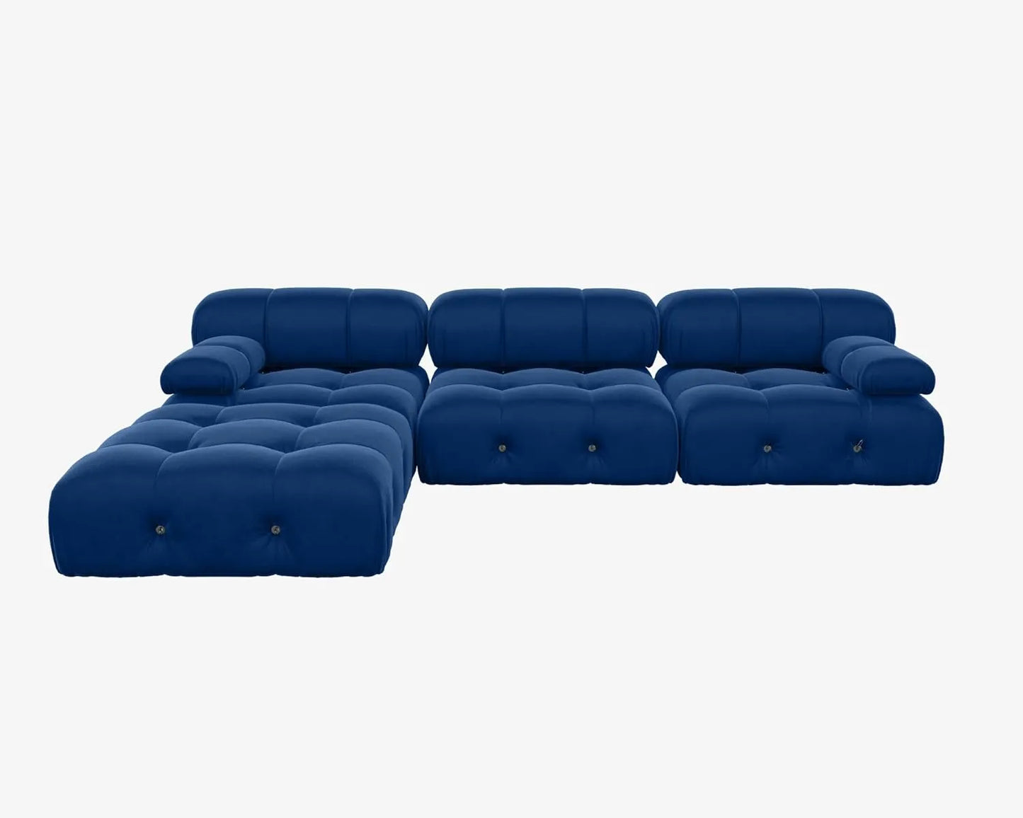 Matrix Minimalist Modular Sofas | Blue Velvet Couch Sectionals 3-seaters with 1 Ottoman