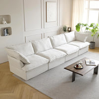 Deluxe Linen Cloud Sectional Sofas | 4-Piece White Cotton and Linen Couch Sectionals 4-seaters
