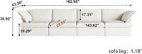 Deluxe Linen Cloud Sectional Sofas | 4-Piece White Cotton and Linen Couch Sectionals 4-seaters