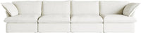 Deluxe Linen Cloud Sectional Sofas | 4-Piece White Cotton and Linen Couch Sectionals 4-seaters