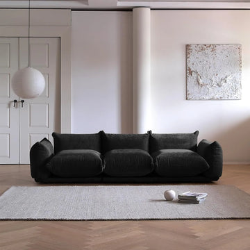 Matrix 3-Seater Black Modular Couch Sectional | 3-Piece, Chenille Fabric, Small Space