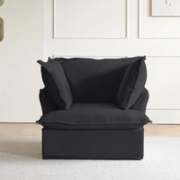 Deluxe Linen Cloud Sectional Sofas | 1-Piece Black Cotton and Linen Single Seat 1-seater