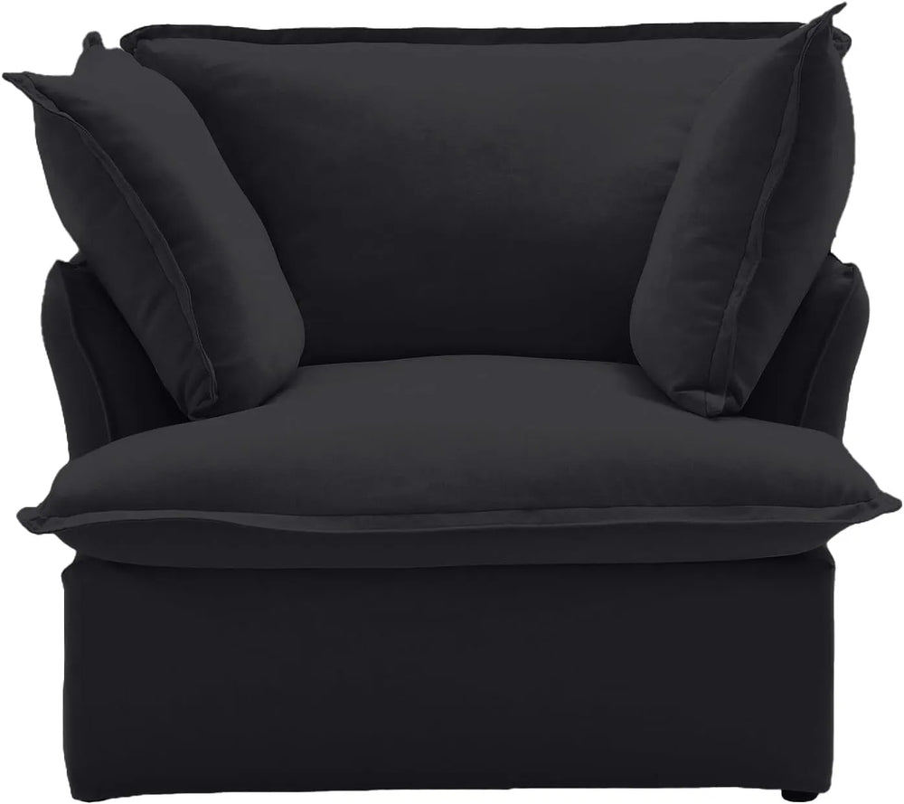 Deluxe Linen Cloud Sectional Sofas | 1-Piece Black Cotton and Linen Single Seat 1-seater