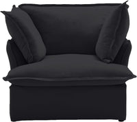 Deluxe Linen Cloud Sectional Sofas | 1-Piece Black Cotton and Linen Single Seat 1-seater