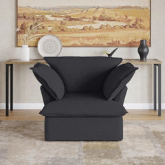 Deluxe Linen Cloud Sectional Sofas | 1-Piece Black Cotton and Linen Single Seat 1-seater