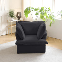 Deluxe Linen Cloud Sectional Sofas | 1-Piece Black Cotton and Linen Single Seat 1-seater