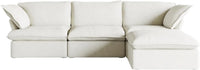 Deluxe Linen Cloud Sectional Sofas | 4-Piece White Cotton and Linen L Shaped Sectionals 3-seaters