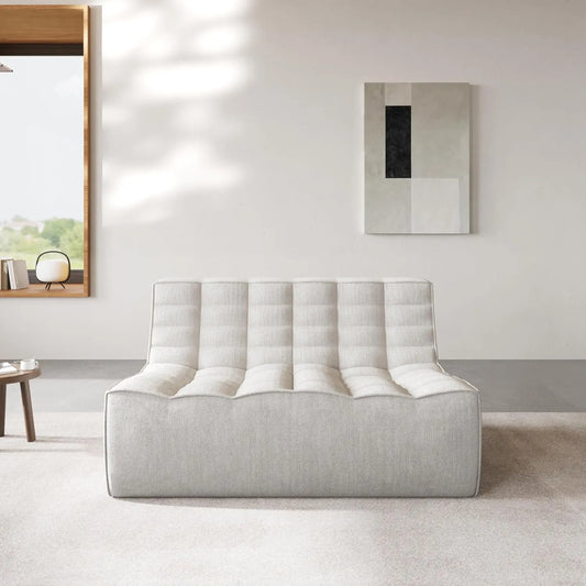 Essential Classic Floor Sofas | 1-Piece Light Grey Chenille and Linen Loveseats 2-seater