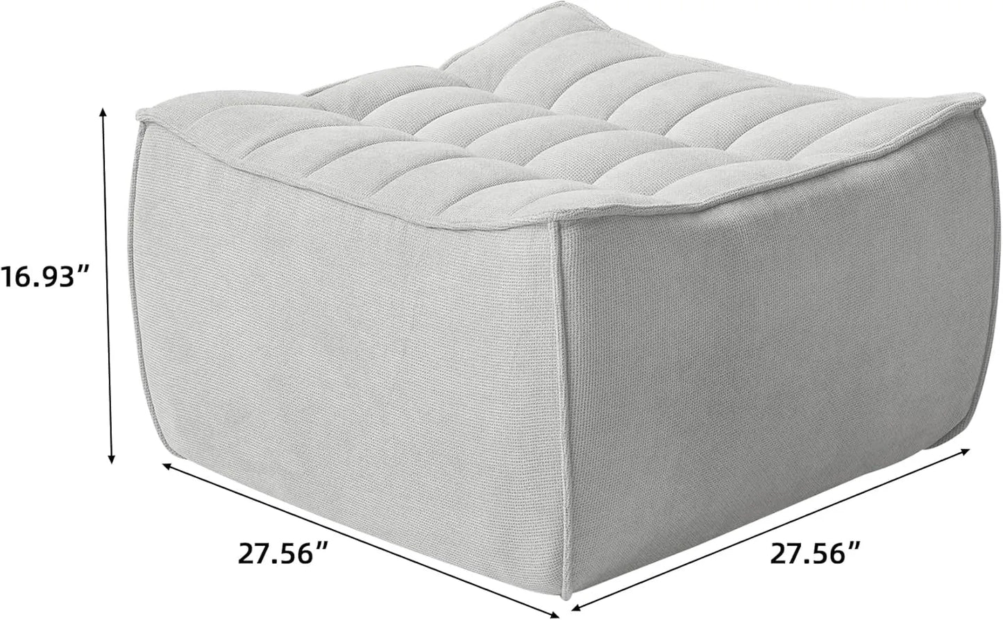 Essential Classic Floor Sofas | Light Grey Chenille and Linen Ottomans