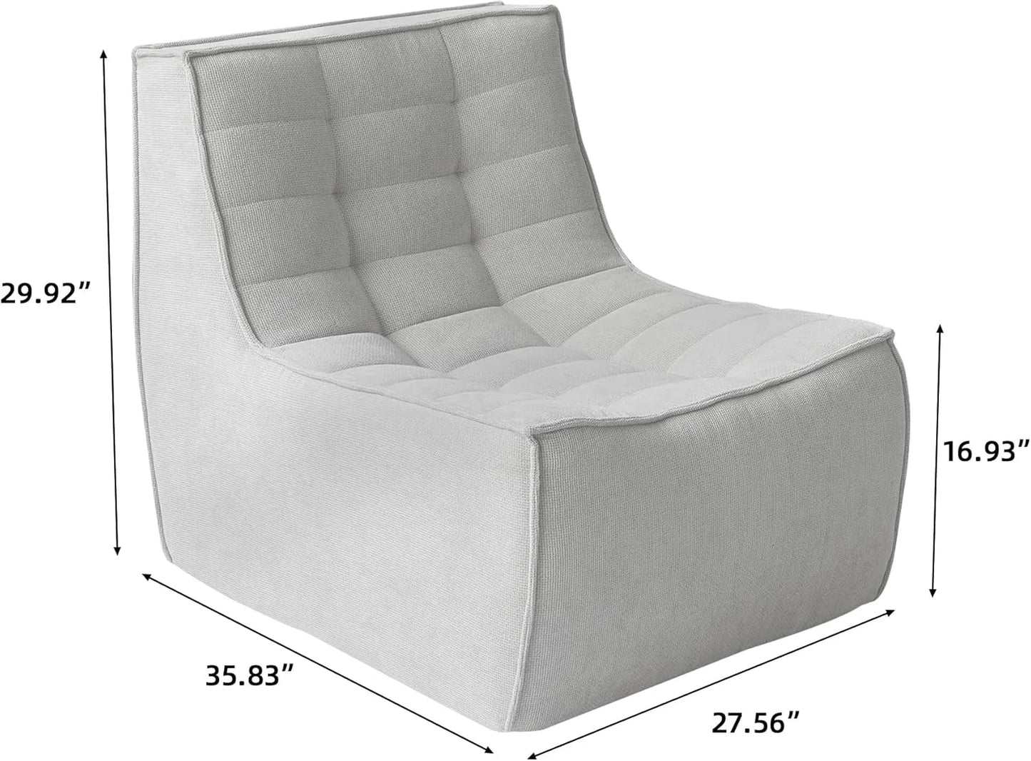 Essential Classic Floor Sofas | Light Grey Chenille and Linen Single Seat 1-seater
