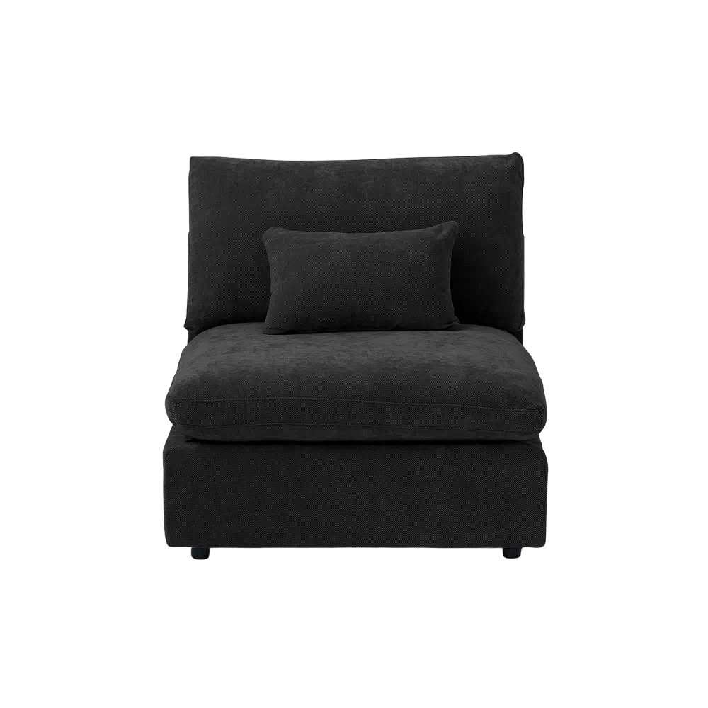 Deluxe Slope Cloud Sectional Sofas | Linen Black Single Sofa 40" Adjustable Backrest Pillows 1-Seater
