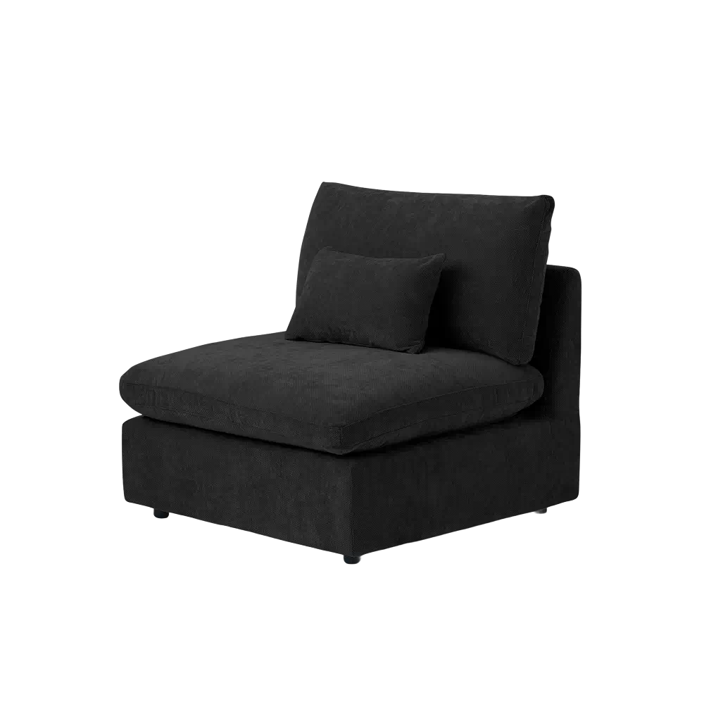 Deluxe Slope Cloud Sectional Sofas | Linen Black Single Sofa 40" Adjustable Backrest Pillows 1-Seater