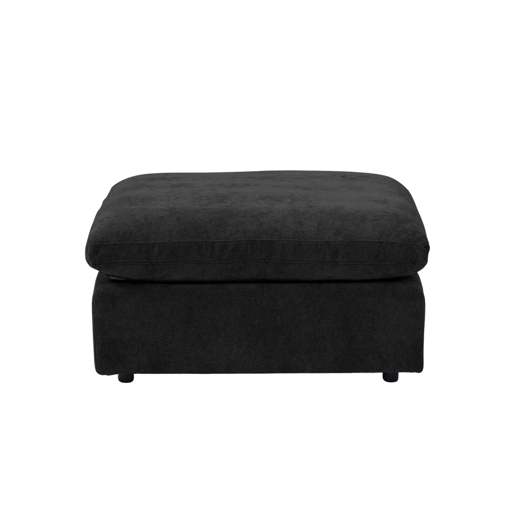 Deluxe Slope Cloud Sectional Sofas | Linen Black Ottomans 40" Modular Design 1-Seater