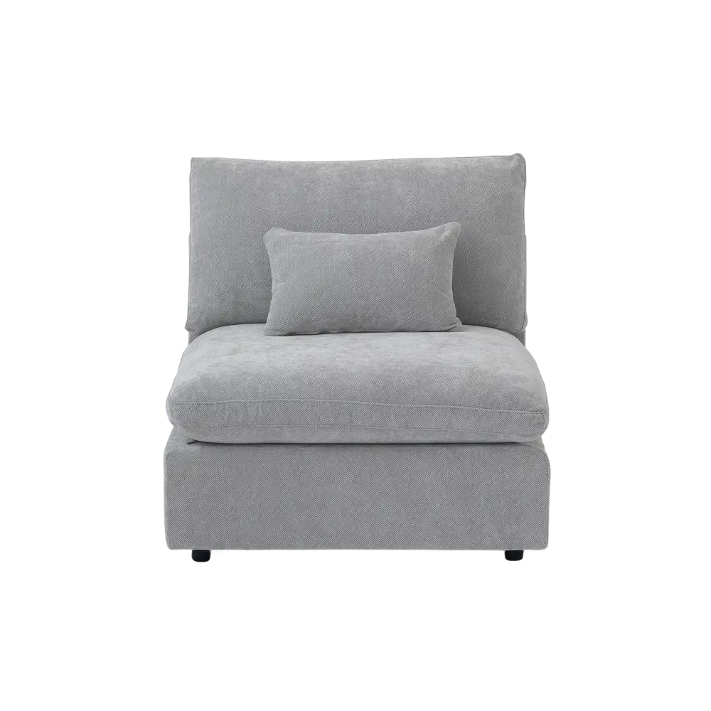 Deluxe Slope Cloud Sectional Sofas | Linen Light Grey Single Sofa 40" Adjustable Backrest Pillows 1-Seater