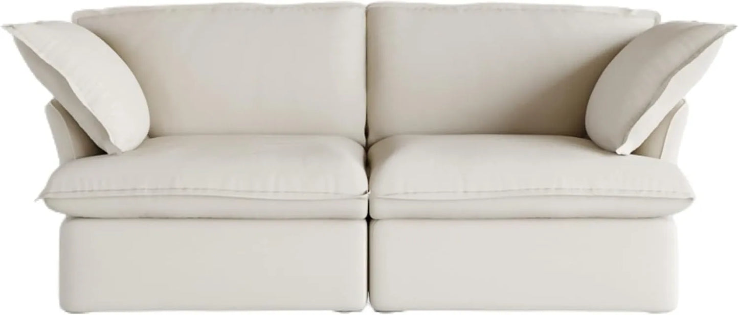 Deluxe Linen Cloud Sectional Sofas | Beige Cotton and Linen Loveseats 2-seaters