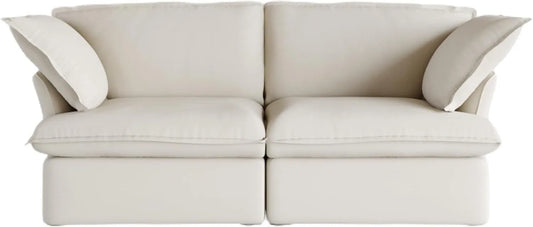 Deluxe Linen Cloud Sectional Sofas | 2-Piece Beige Cotton and Linen Loveseats 2-seaters