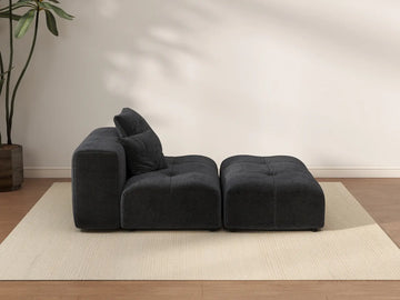 Matrix 1-Seater Black Linen Single Sofa | 2-Piece (Includes 1 Ottoman), Living Room Accent, Contemporary Style