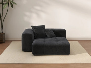 Matrix 1-Seater Black Linen Single Sofa | 1-Piece, Living Room Accent, Modular Design