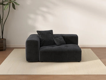 Matrix 1-Seater Black Small Space Single Sofa | 1-Piece, Linen Fabric, Living Room Accent